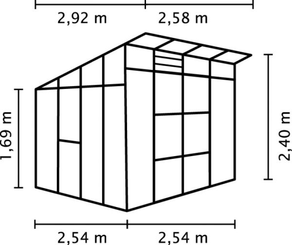 Vitavia Freya 7,6 m2 kasvihuone + sokkeli, alu - Image 2