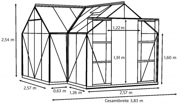 Vitavia Sirius 13 m2 kasvihuone + sokkeli, alu - Image 3