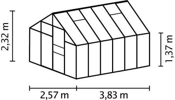 Vitavia Merkur 9900 kasvihuone sokkelilla, musta (tilaustuote) - Image 2