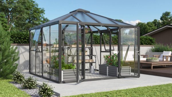 Vitavia Fortuna 10000 kasvihuone sokkelilla, musta (tilaustuote)