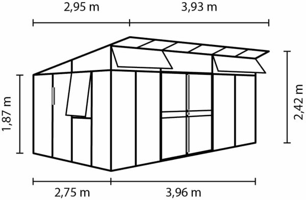 Vitavia Aphrodite 11500 kasvihuone sokkelilla, musta (tilaustuote) - Image 2