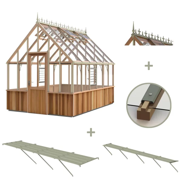 Alton Cheltenham Victorian Cedar täyskorkeilla seinillä, 10,19 m2 kasvihuone