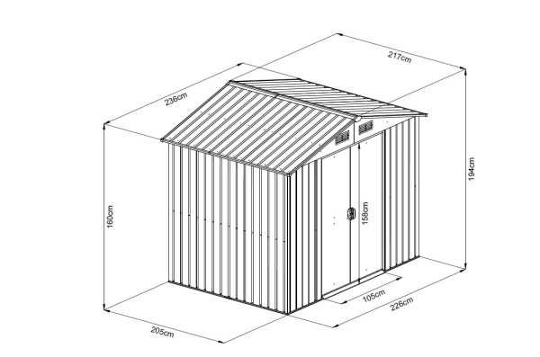 Puutarhavaja 2260x2050mm (4,63m2), harmaa - Image 2