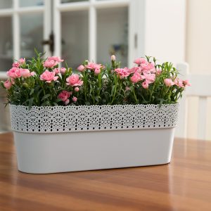 Parvekeruukku Bella 50 cm valkoinen ja harmaa
