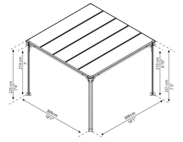 PIHA paviljonki Palram-Canopia Milano 3000, 3x3m - Image 6